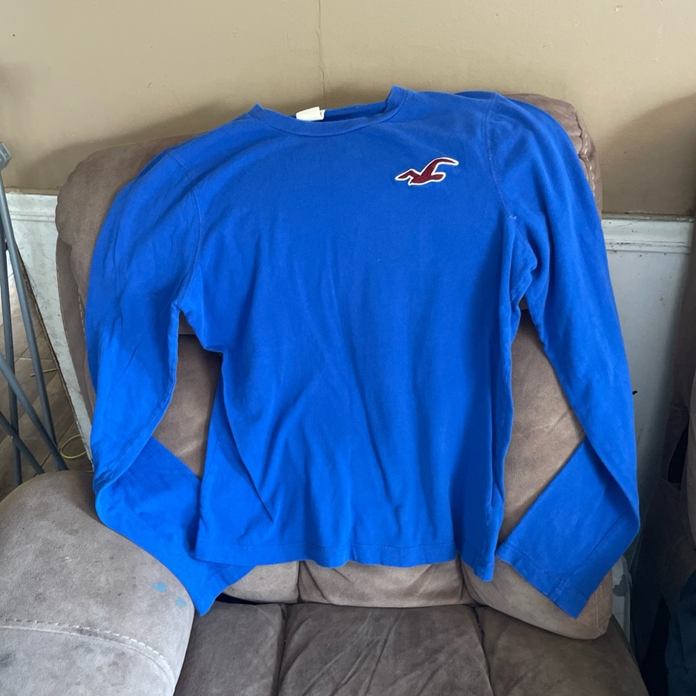 Hollister Royal Blue Long Sleeve Crew with Red Logo